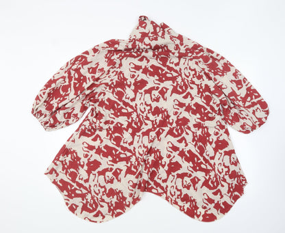 Gini London Womens Red Geometric Polyester Basic Blouse Size 12 High Neck