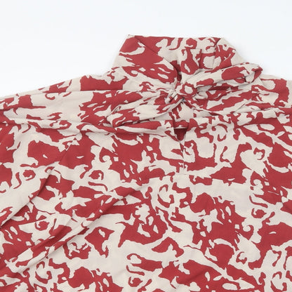 Gini London Womens Red Geometric Polyester Basic Blouse Size 12 High Neck