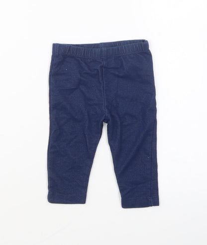Nutmeg Girls Blue Cotton Jogger Leggings Size 3-6 Months Pullover