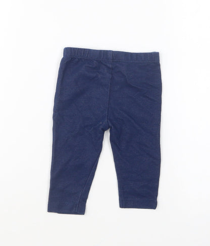 Nutmeg Girls Blue Cotton Jogger Leggings Size 3-6 Months Pullover