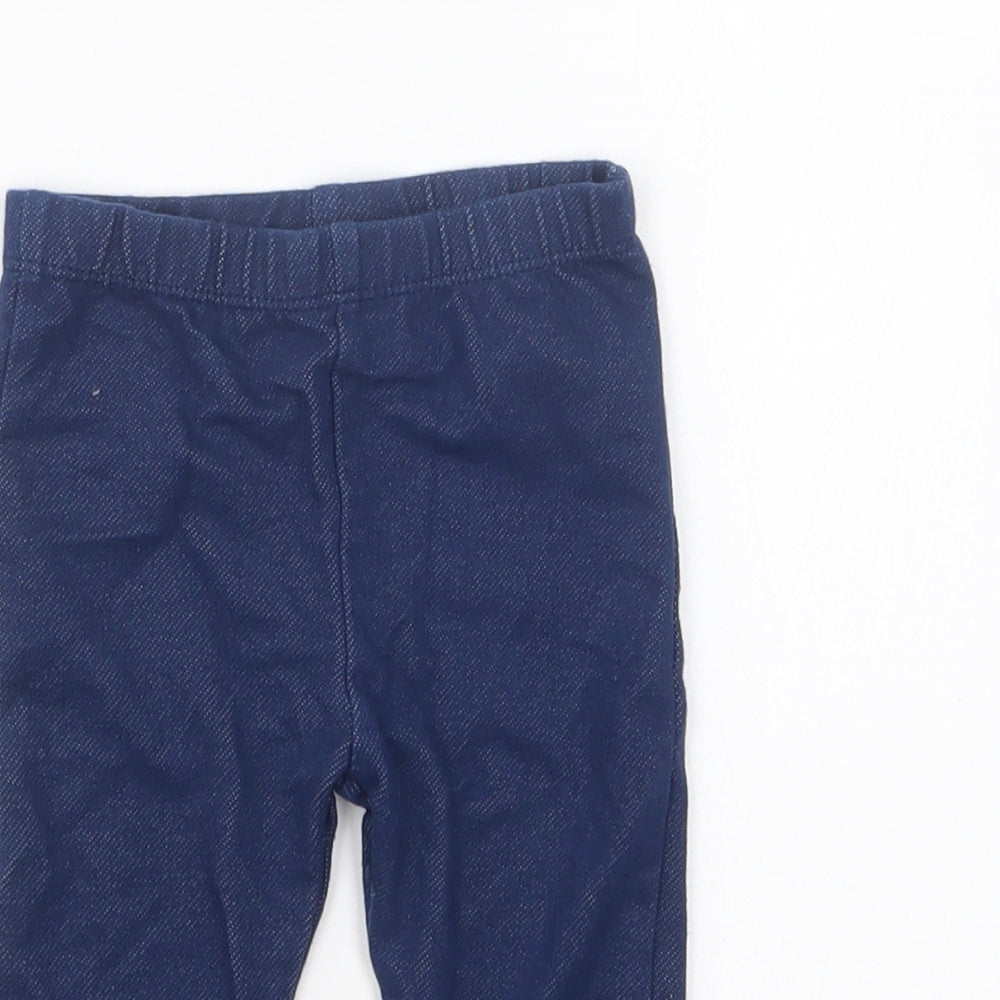 Nutmeg Girls Blue Cotton Jogger Leggings Size 3-6 Months Pullover