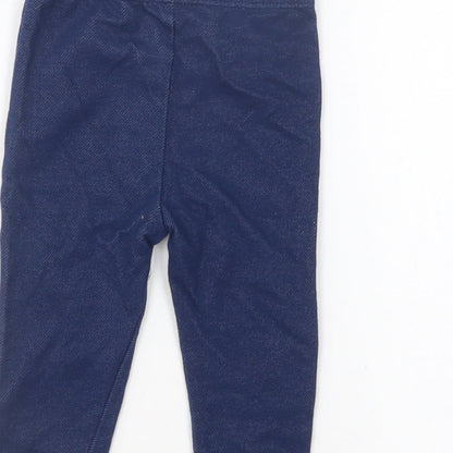 Nutmeg Girls Blue Cotton Jogger Leggings Size 3-6 Months Pullover