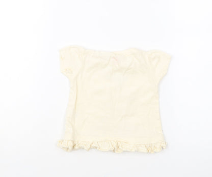Studio Girls Yellow Cotton Basic T-Shirt Size 6-9 Months Round Neck Pullover - Happy Summer Days