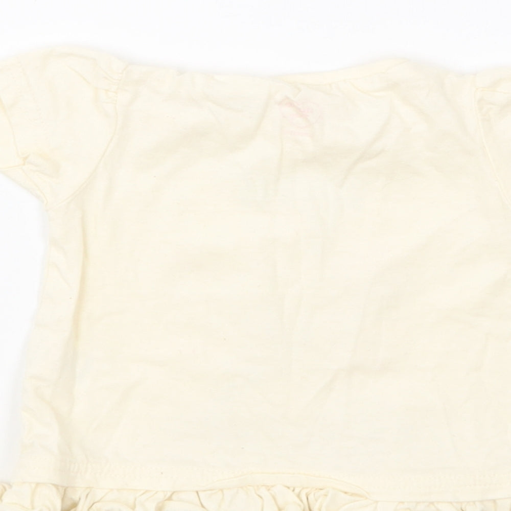 Studio Girls Yellow Cotton Basic T-Shirt Size 6-9 Months Round Neck Pullover - Happy Summer Days