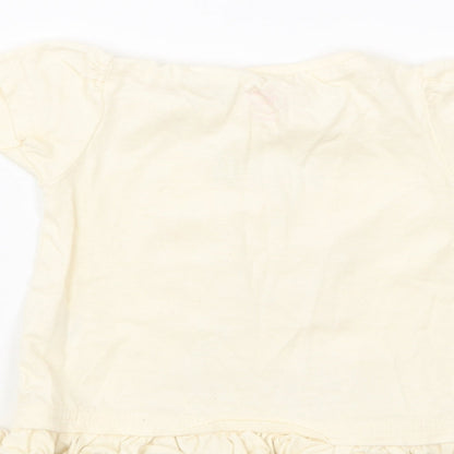Studio Girls Yellow Cotton Basic T-Shirt Size 6-9 Months Round Neck Pullover - Happy Summer Days