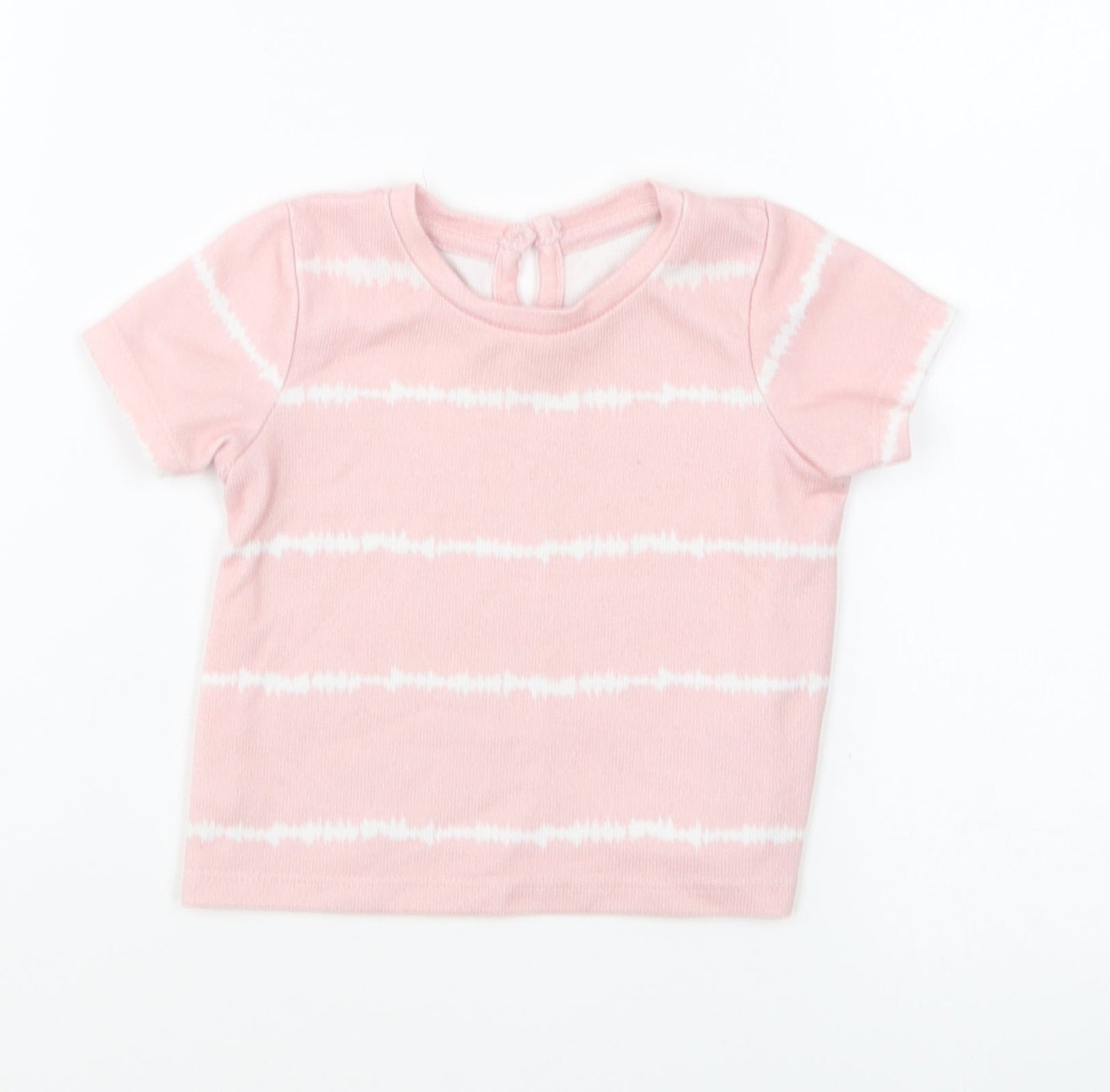 Matalan Girls Pink Striped Polyester Basic T-Shirt Size 3-6 Months Round Neck Pullover - Tie Dye