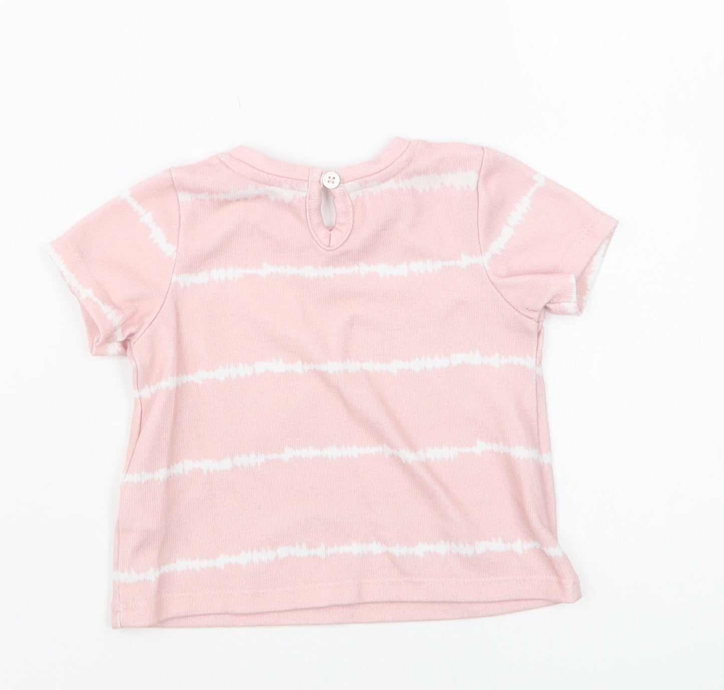 Matalan Girls Pink Striped Polyester Basic T-Shirt Size 3-6 Months Round Neck Pullover - Tie Dye