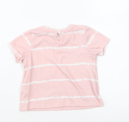 Matalan Girls Pink Striped Polyester Basic T-Shirt Size 3-6 Months Round Neck Pullover - Tie Dye