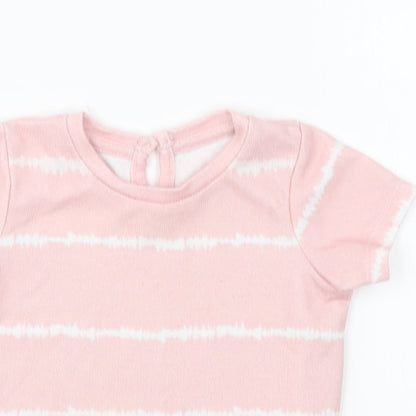 Matalan Girls Pink Striped Polyester Basic T-Shirt Size 3-6 Months Round Neck Pullover - Tie Dye