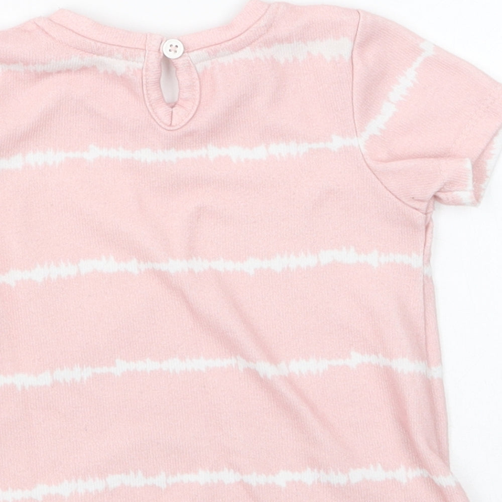 Matalan Girls Pink Striped Polyester Basic T-Shirt Size 3-6 Months Round Neck Pullover - Tie Dye