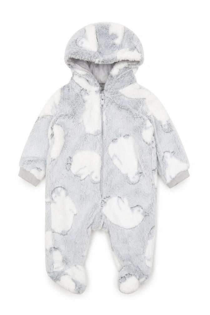 Matalan Baby Grey Geometric Polyester Robe One Piece Size 0-3 Months Zip - Penguin