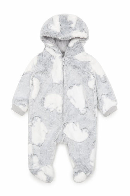 Matalan Baby Grey Geometric Polyester Robe One Piece Size 0-3 Months Zip - Penguin