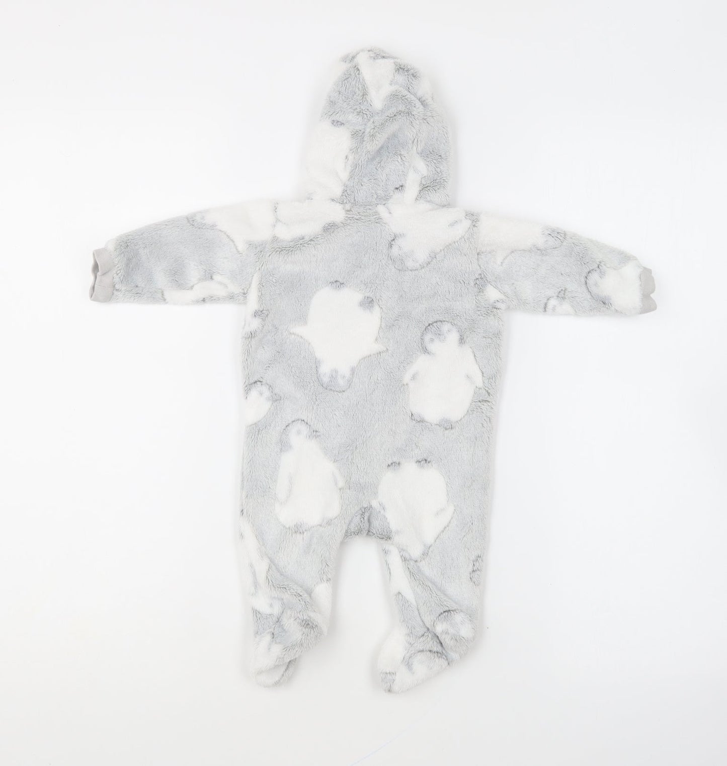 Matalan Baby Grey Geometric Polyester Robe One Piece Size 0-3 Months Zip - Penguin