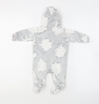 Matalan Baby Grey Geometric Polyester Robe One Piece Size 0-3 Months Zip - Penguin