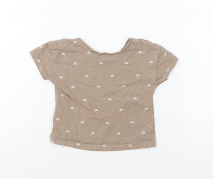 George Girls Brown Geometric Cotton Basic T-Shirt Size 3-6 Months Round Neck Pullover - Rainbow