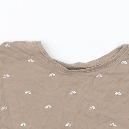 George Girls Brown Geometric Cotton Basic T-Shirt Size 3-6 Months Round Neck Pullover - Rainbow