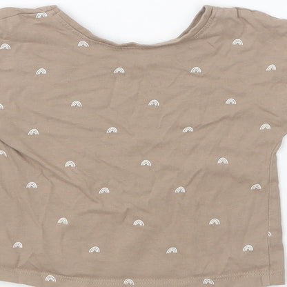 George Girls Brown Geometric Cotton Basic T-Shirt Size 3-6 Months Round Neck Pullover - Rainbow