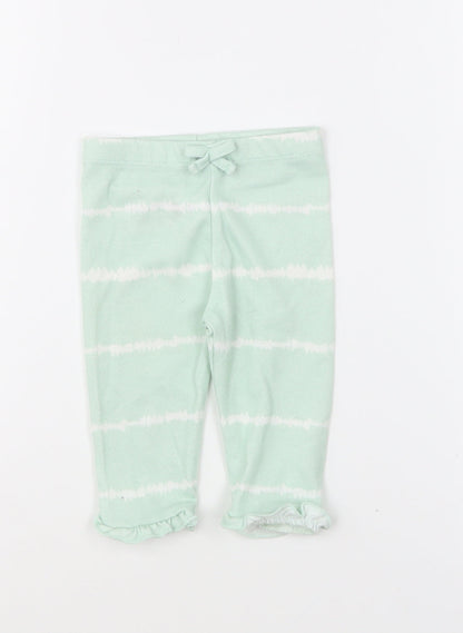Matalan Girls Green Striped Polyester Jogger Leggings Size 3-6 Months Pullover