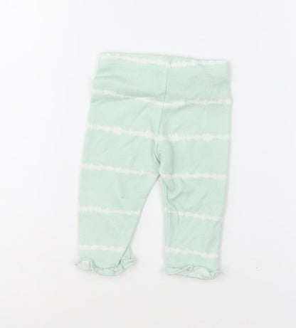 Matalan Girls Green Striped Polyester Jogger Leggings Size 3-6 Months Pullover