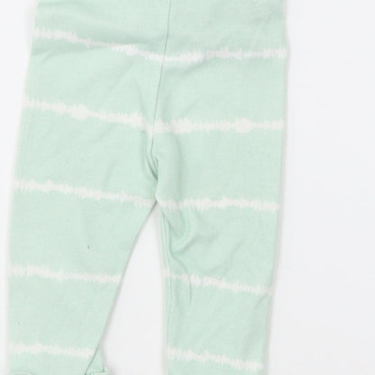 Matalan Girls Green Striped Polyester Jogger Leggings Size 3-6 Months Pullover