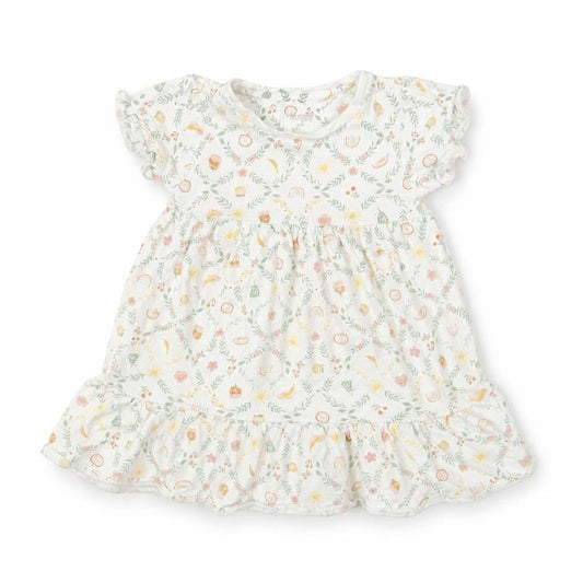 Nutmeg Girls Multicoloured Floral Cotton Skater Dress Size 6-9 Months Round Neck Snap