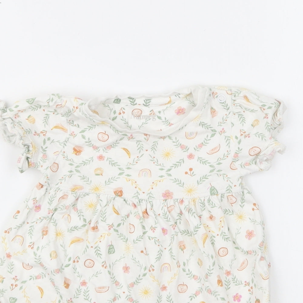 Nutmeg Girls Multicoloured Floral Cotton Skater Dress Size 6-9 Months Round Neck Snap