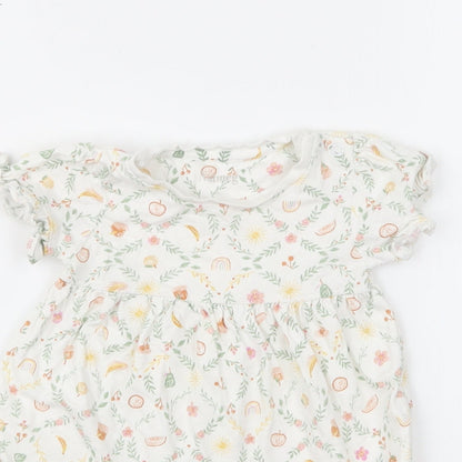 Nutmeg Girls Multicoloured Floral Cotton Skater Dress Size 6-9 Months Round Neck Snap