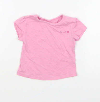 Studio Girls Pink Cotton Basic T-Shirt Size 6-9 Months Round Neck Pullover - I'm Cute