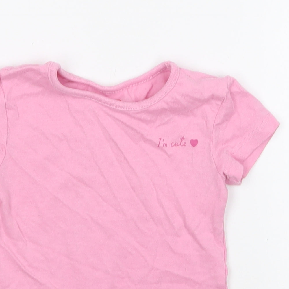 Studio Girls Pink Cotton Basic T-Shirt Size 6-9 Months Round Neck Pullover - I'm Cute