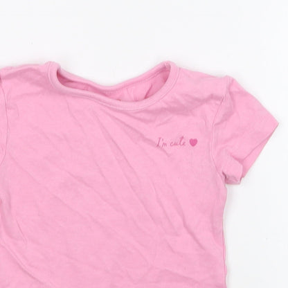 Studio Girls Pink Cotton Basic T-Shirt Size 6-9 Months Round Neck Pullover - I'm Cute