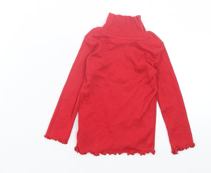 Dunnes Stores Girls Red Cotton Basic Casual Size 12-18 Months High Neck Pullover - Ribbed Fabric