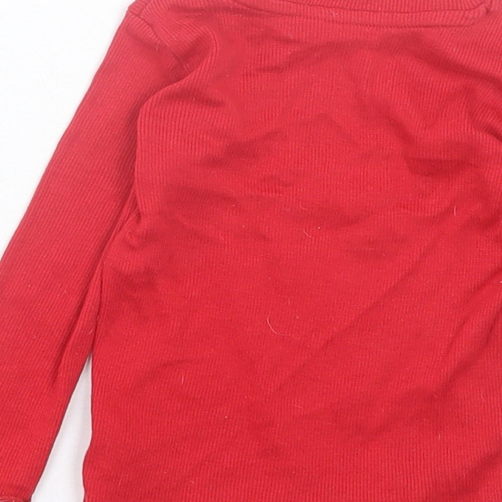 Dunnes Stores Girls Red Cotton Basic Casual Size 12-18 Months High Neck Pullover - Ribbed Fabric