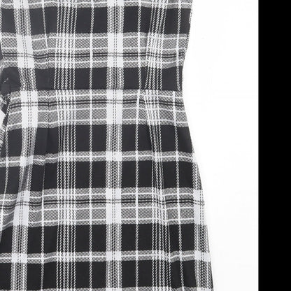 Quiz Womens Grey Plaid Polyester Wrap Dress Size 10 V-Neck Pullover - Tie At Side