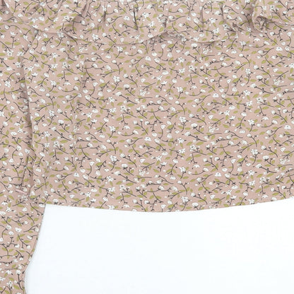 Womens UK Size 10 In the Style Brown Cropped Blouse