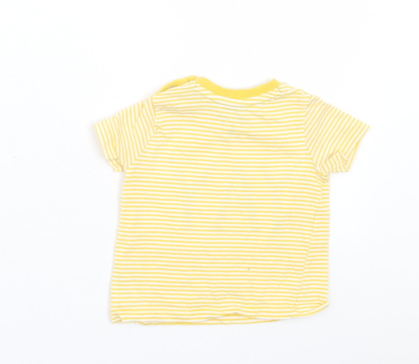 F&F Baby Yellow Striped Cotton Basic T-Shirt Size 3-6 Months Crew Neck Snap - YAY