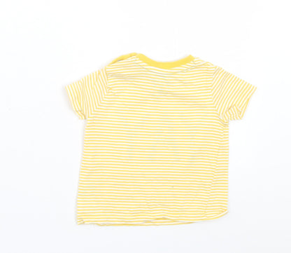 F&F Baby Yellow Striped Cotton Basic T-Shirt Size 3-6 Months Crew Neck Snap - YAY