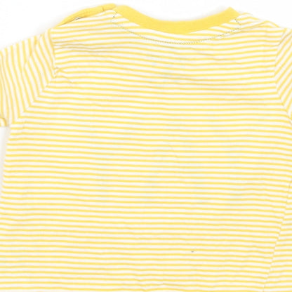 F&F Baby Yellow Striped Cotton Basic T-Shirt Size 3-6 Months Crew Neck Snap - YAY