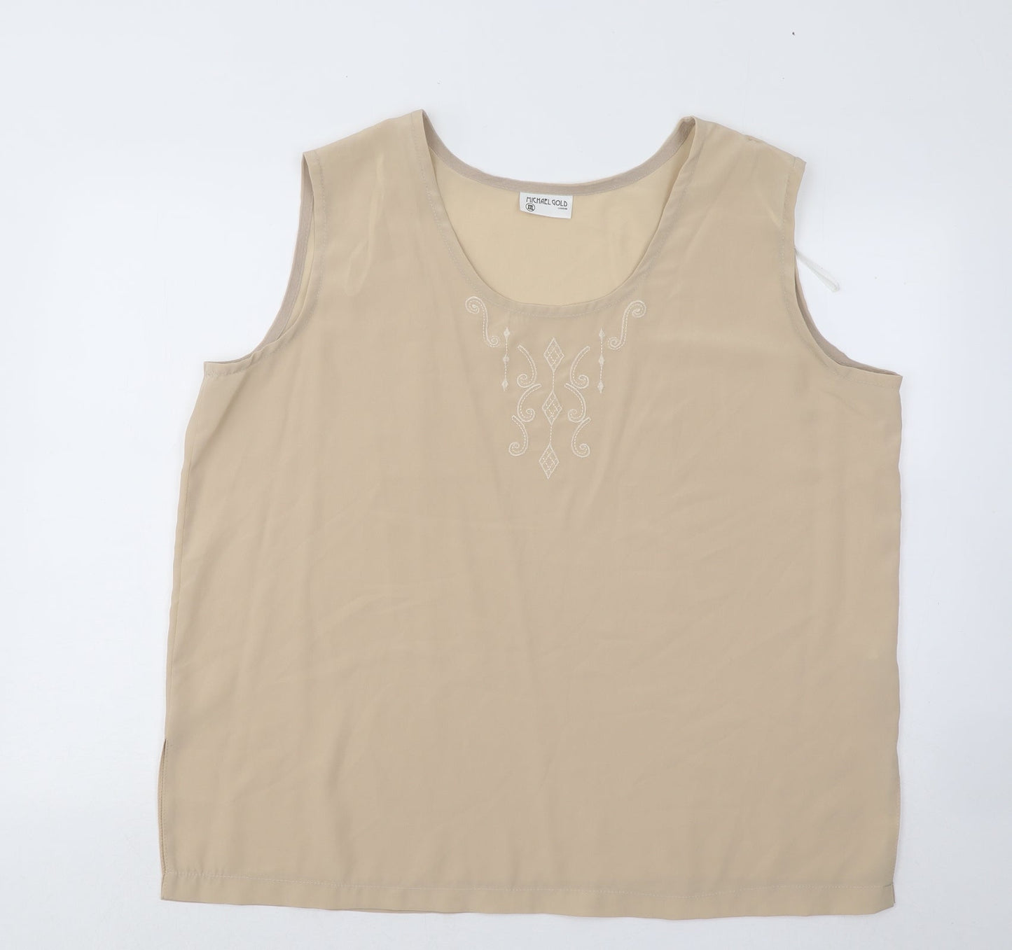 Womens UK Size 2XL Michael Gold Beige Basic Tank