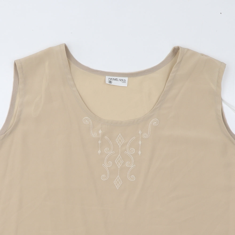 Womens UK Size 2XL Michael Gold Beige Basic Tank