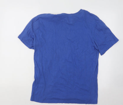 Express Mens Blue Cotton T-Shirt Size M Round Neck - Stars Freedom