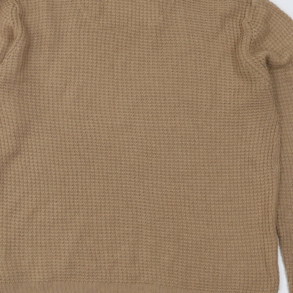 Brave Soul Mens Brown Round Neck Acrylic Pullover Jumper Size M
