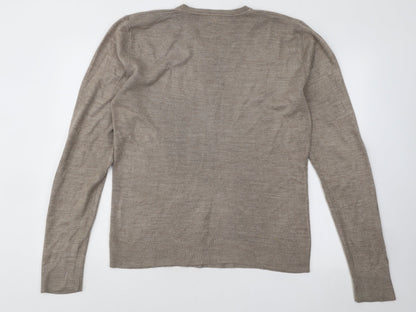 George Mens Beige V-Neck Acrylic Pullover Jumper Size S