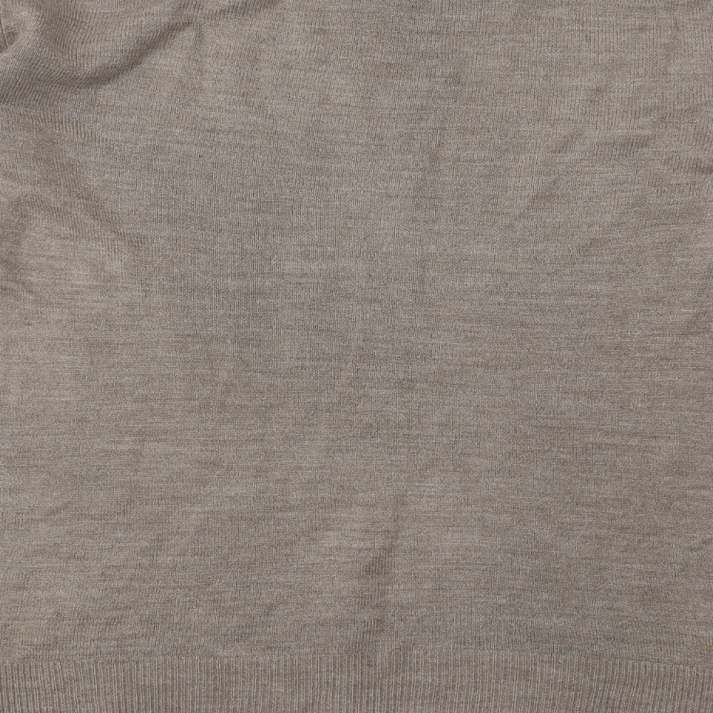 George Mens Beige V-Neck Acrylic Pullover Jumper Size S