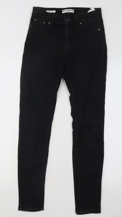 Pull&Bear Womens Black Cotton Skinny Jeans Size 26 in L26 in Regular Button