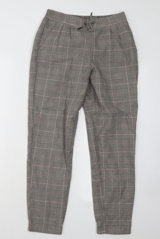 Only Womens Grey Plaid Polyester Trousers Size 27 in L26 in Regular Drawstring