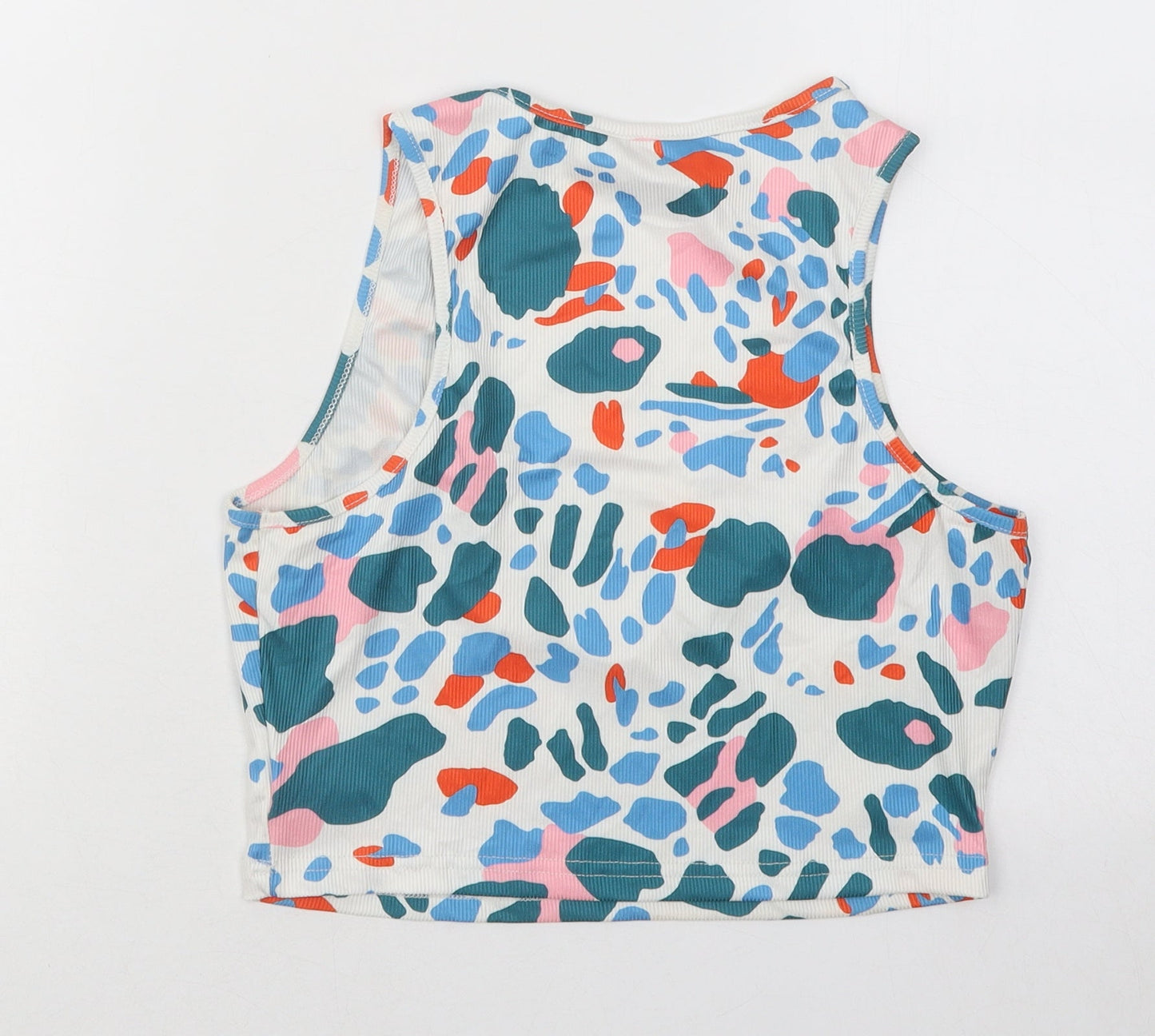 SheIn Womens Multicoloured Geometric Polyester Basic T-Shirt Size M V-Neck