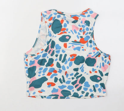 SheIn Womens Multicoloured Geometric Polyester Basic T-Shirt Size M V-Neck