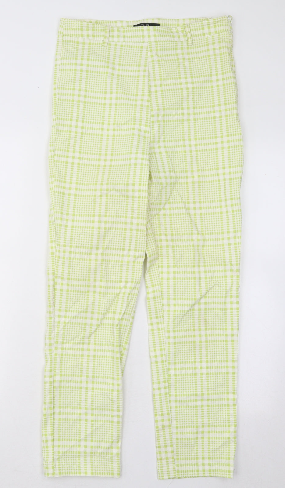 FOREVER 21 Womens Green Geometric Cotton Straight Jeans Size L L26 in Regular Zip