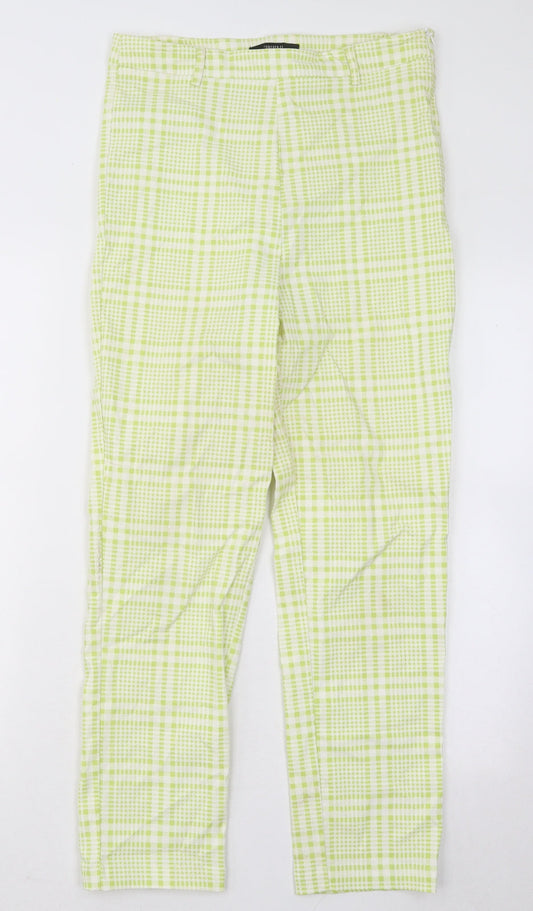 FOREVER 21 Womens Green Geometric Cotton Straight Jeans Size L L26 in Regular Zip