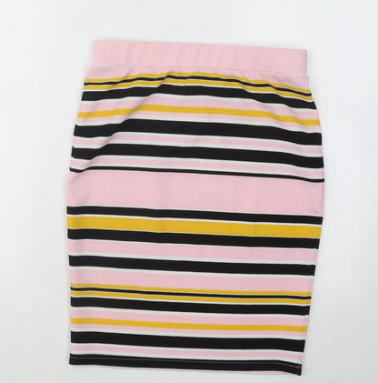 Noisy may Womens Multicoloured Striped Polyester Straight & Pencil Skirt Size M